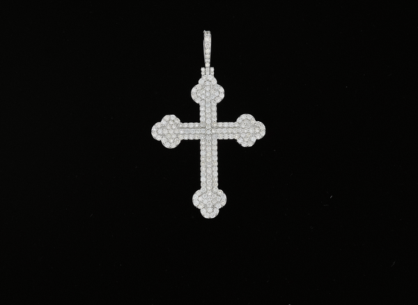 14K White Gold Cross Diamond Charm (1.74ct)