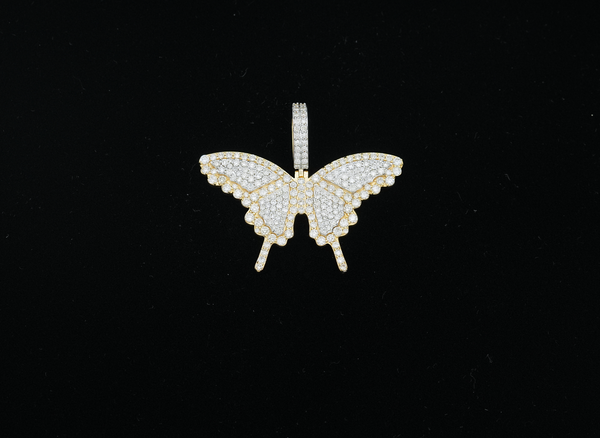 14K Yellow Gold Ladies Butterfly Diamond Pendant (2.19ct)