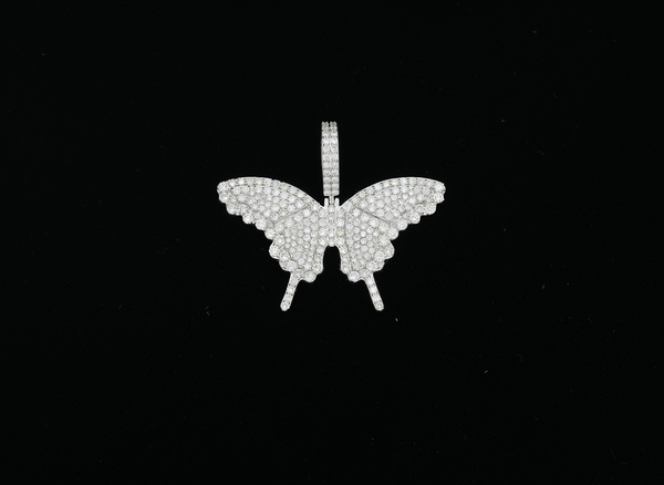 14K White Gold Ladies Butterfly Diamond Pendant (2.19ct)