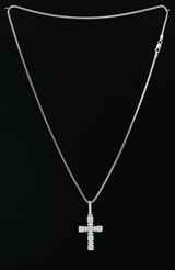 14K White Gold Diamond Cross Charm (1.31ct)
