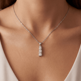 Vertical Diamond Pendant set + cable chain (.40 CTW) in 14K Gold