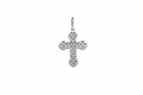 10K White Gold Cross Baguette/Round Diamond Charm (1.29ct)