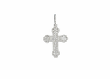 10K White Gold Cross Baguette/Round Diamond Charm (1.29ct)