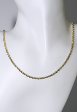 14K Yellow Gold Hollow Rope Chain 1.6mm