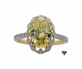 Lab Grown Oval Fancy Yellow Halo Engagement Ring (3.00 CTW LB) in 14K Gold