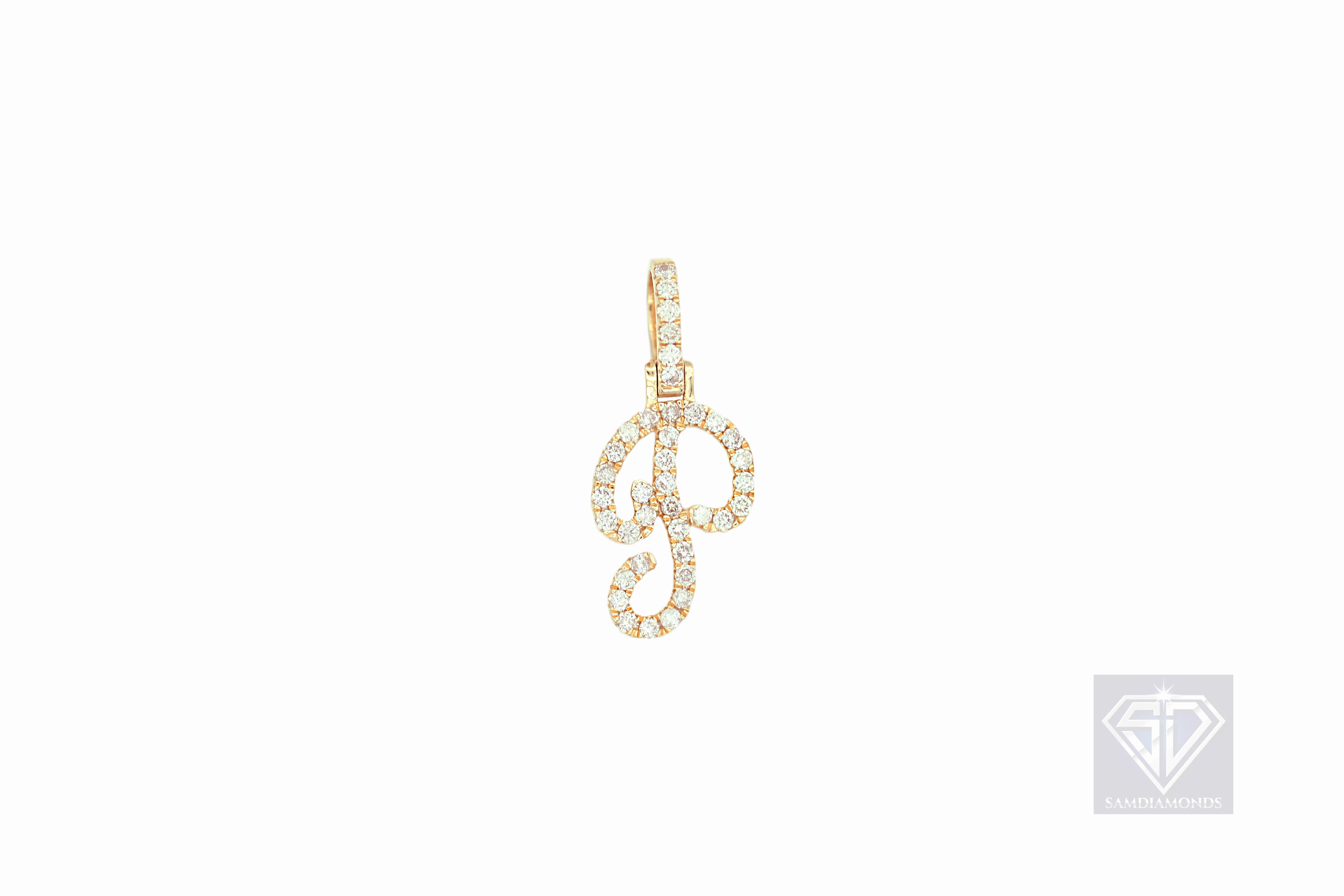 Grand Diamond Initial Charm 14K Yellow Gold by Baby Gold - Shop Custom Gold Jewelry