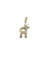14K Yellow Gold 'R' Initial Custom Diamond Pendant