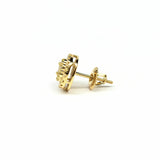 Diamond Round Cluster Baguette Center Stud Earrings (.80 ct. t.w.) in 14K Gold