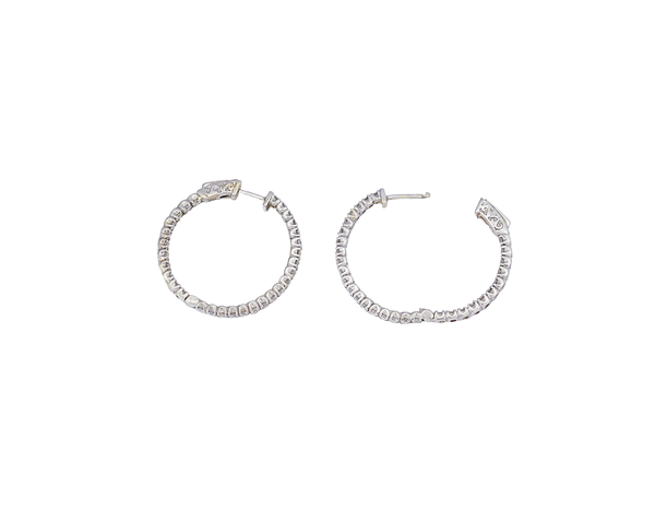 Diamond Woman's Inside-Out Hoop Earrings in 14K White Gold (1.80 ctw)