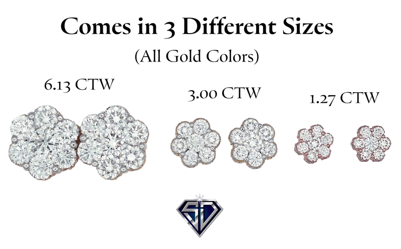 Lab-Grown Diamonds Cluster Stud Earrings - 1.27 (CTW LB) in 14K Gold