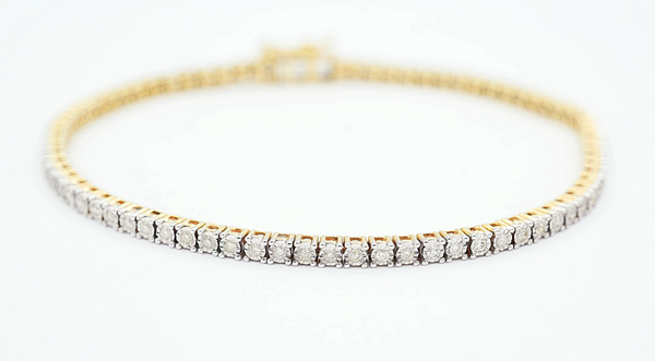 Diamond Tennis Bracelet High Crown Top Two-Tone 10K Gold (1.20 ctw)