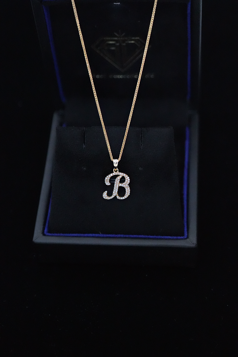 10K Yellow Gold 'B' Initial Custom Diamond Pendant (.20 ct t.w)