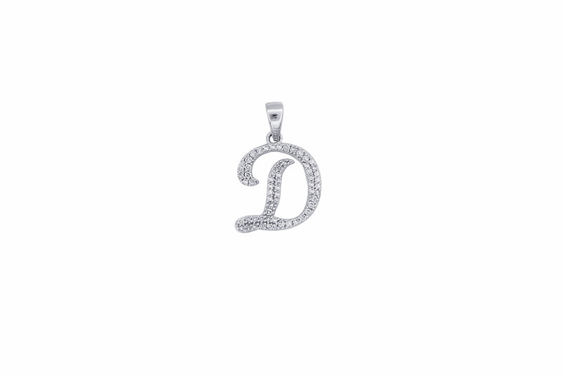 10K White Gold 'D' Initial Custom Diamond Pendant (.20 ct t.w)