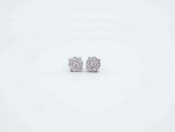 Diamond Crown Top Stud Earrings  (.50 ctw) in 14K White Gold