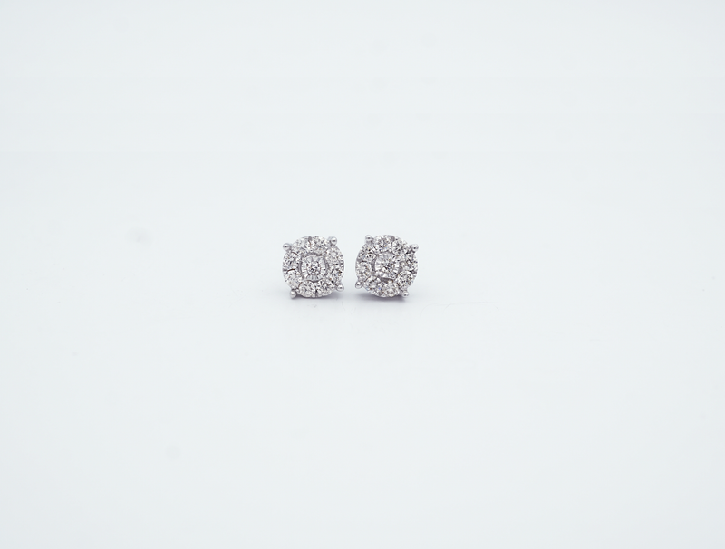 Diamond Crown Top Stud Earrings  (.50 ctw) in 14K White Gold