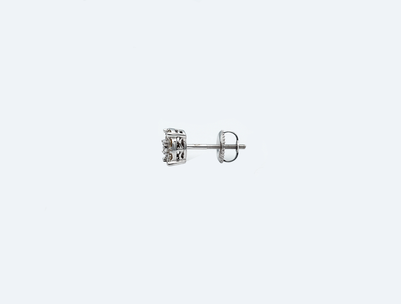 Diamond Crown Top Stud Earrings  (.50 ctw) in 14K White Gold