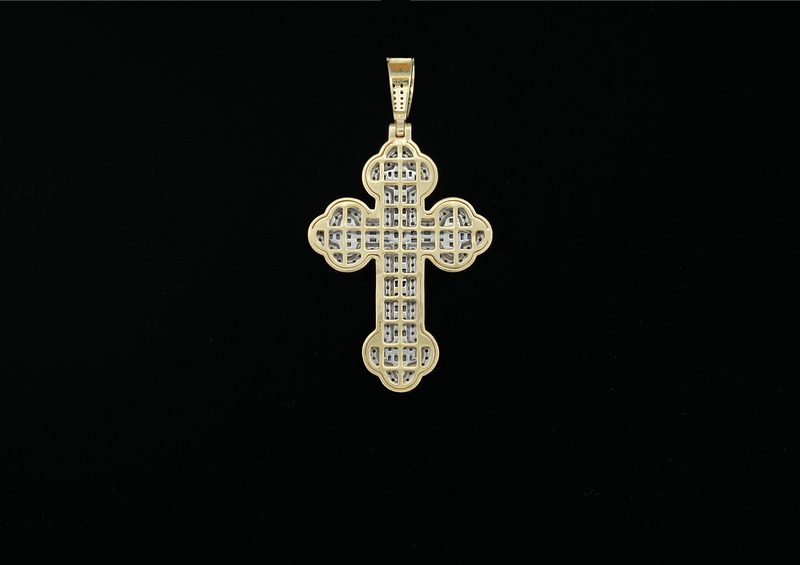 10K Two-Tone Gold Cross Diamond Charm (1.94ct)