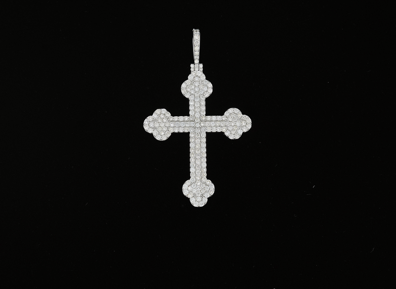 14K White Gold Cross Diamond Charm (1.74ct)