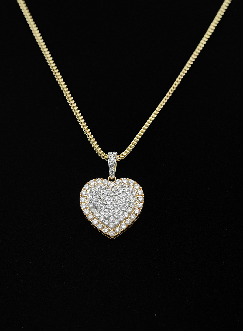 10K Two-Tone Gold Heart Diamond Pendant (1.38ct)