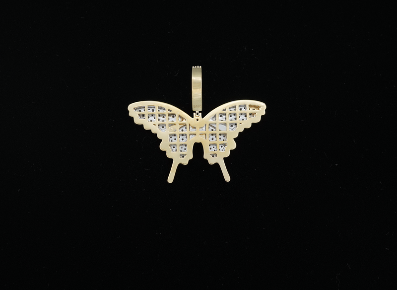 14K Yellow Gold Ladies Butterfly Diamond Pendant (2.19ct)