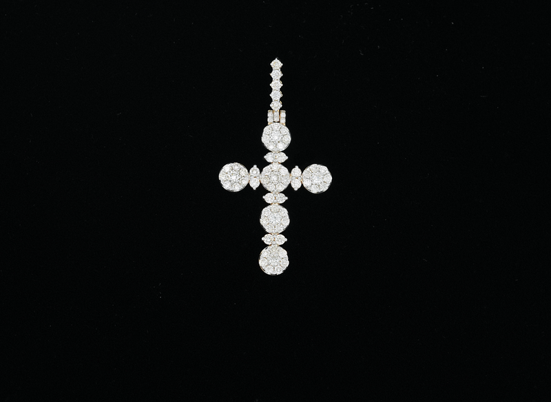 14K Yellow Gold Diamond Cross Charm (1.48ct)