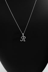 10K White Gold 'R' Script Initial Diamond Pendant (.20 ct t.w)