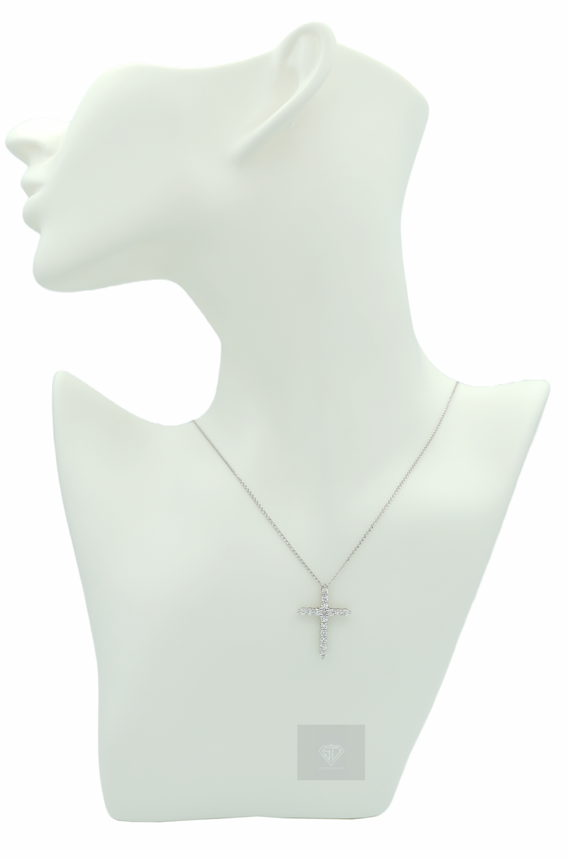 14K White Gold Cross Diamond Charm (.90ct)