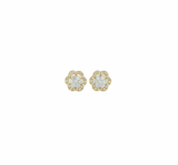 Diamond Flower Stud Earrings (.27 ctw) in 10K Yellow/White Gold Crown