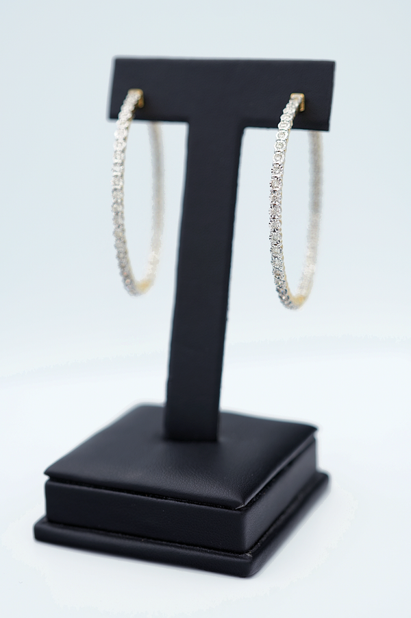 Diamond Woman's Inside-Out Crown Top Hoop Earrings in 14K Yellow Gold (1.54 ctw)