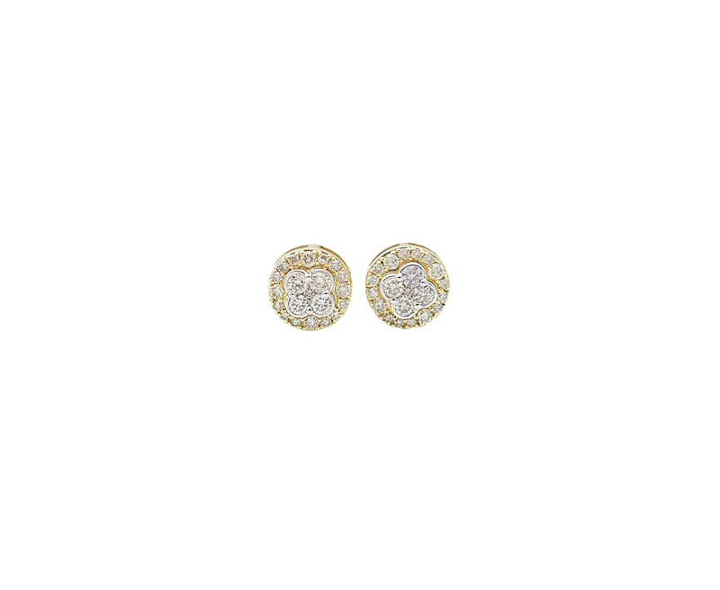 Diamond Flower Stud Earrings (.45 ctw) in Two-Tone 10K Gold
