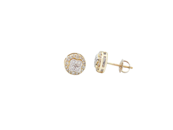 Diamond Flower Stud Earrings (.45 ctw) in Two-Tone 10K Gold