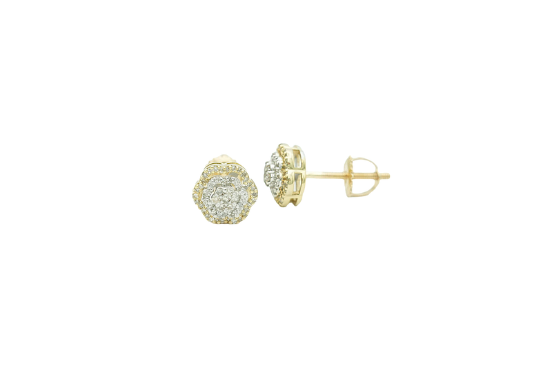 Diamond Flower Stud Earrings (.20 ctw) in 10K White/Yellow Gold