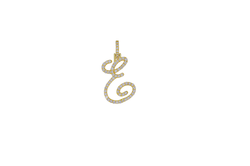 14K Yellow Gold 'E' Initial Custom Diamond Pendant (1.12 ct t.w)