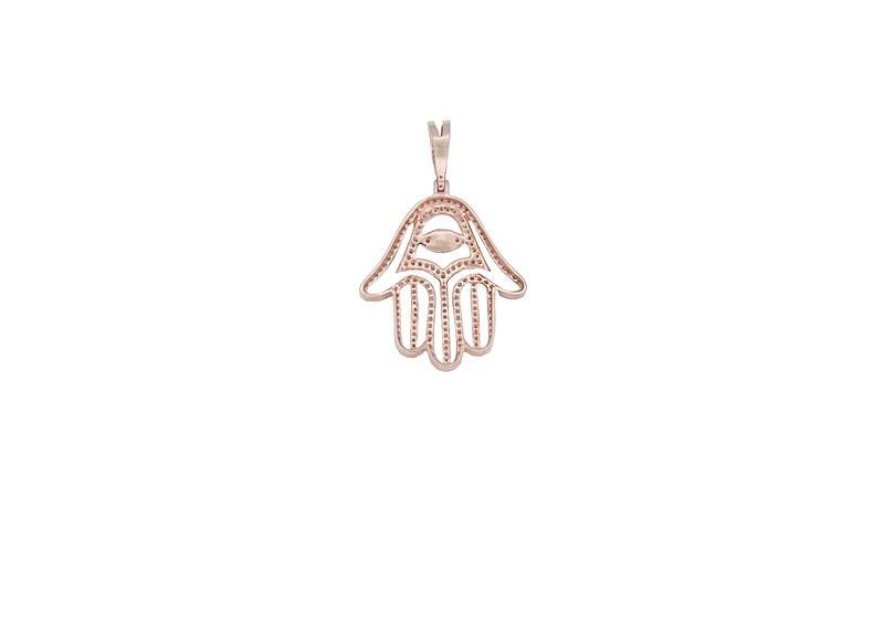 14K Rose Gold Diamond Hamsa Pendant (0.65 Ct)