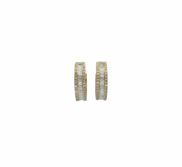 Diamond Huggie Hoop Earrings (.54 ctw) in 14K Yellow Gold