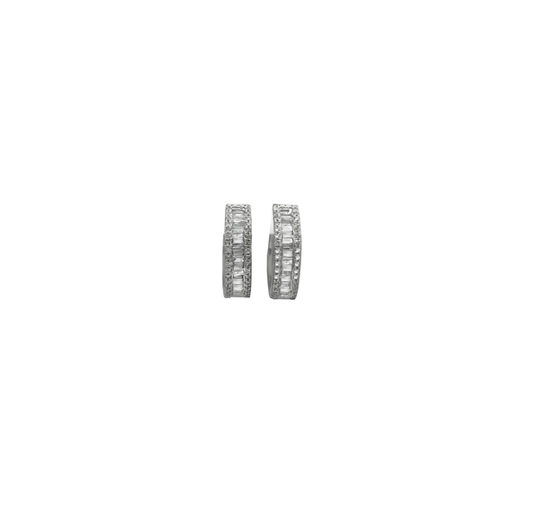 Diamond Huggie Hoop Earrings (.54 ctw) in 14K White Gold