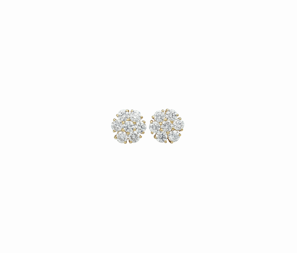 Lab-Grown Diamond Flower Cluster Earrings - 2.25 or 1 Carat t.w in 14K Yellow Gold