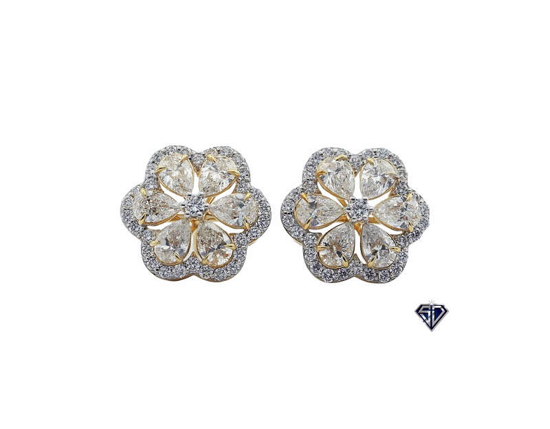 Lab-Grown Diamonds Floral Stud Earrings - 1.53 (CTW LB) in 14K Yellow Gold