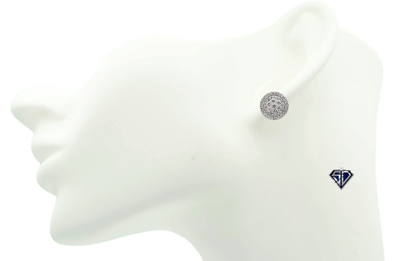 Diamond Double Halo Cluster Stud Earrings (.92 C.T.W) in 14K Gold