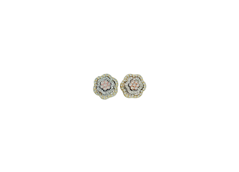 Diamond Flower Stud Earrings (.20 OR .31 ctw) in 10K Yellow/White/Rose Gold