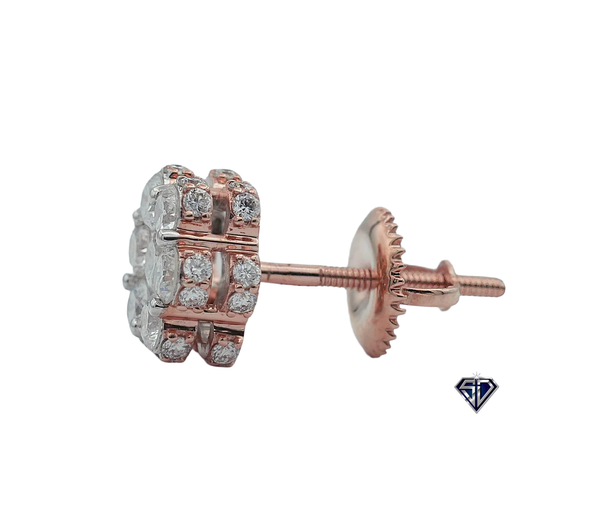 Lab-Grown Diamonds Cluster Stud Earrings - 1.27 (CTW LB) in 14K Gold