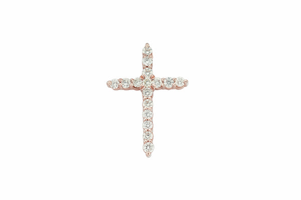 14K Rose Gold Cross Diamond Charm (.90ct)