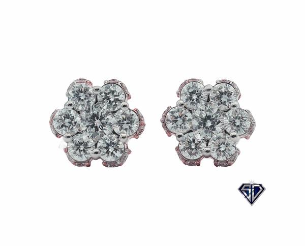 Lab-Grown Diamonds Cluster Stud Earrings - 1.27 (CTW LB) in 14K Gold