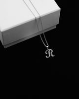 10K White Gold 'R' Script Initial Diamond Pendant (.20 ct t.w)