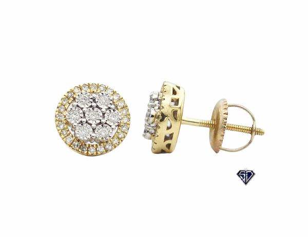 Diamond Crown Cluster Stud Earrings (.22 C.T.W) in 10K Gold