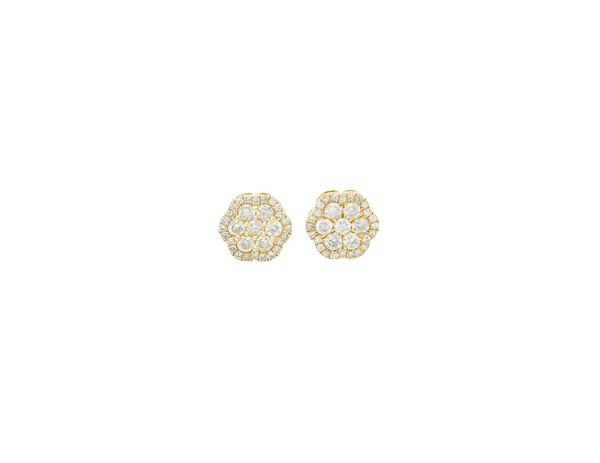 Diamond Flower Stud Earrings (.64 ctw) in 14K Yellow Gold