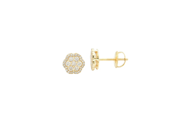 Diamond Flower Stud Earrings (.64 ctw) in 14K Yellow Gold