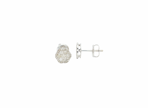 Diamond Flower Stud Earrings (.64 ctw) in 14K White Gold