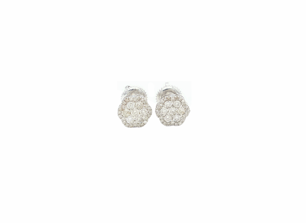 Diamond Flower Stud Earrings (.64 ctw) in 14K White Gold