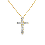 Lab Grown Round Diamond Cross Pendant in 14K Gold (2.90 C.T.W LB)